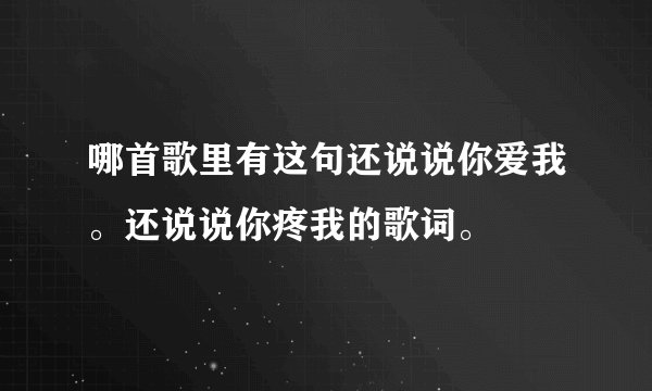 哪首歌里有这句还说说你爱我。还说说你疼我的歌词。