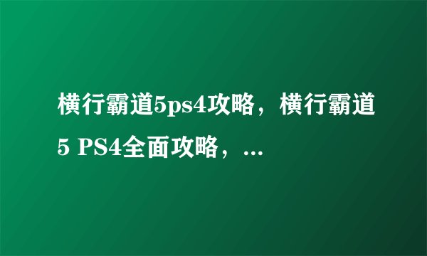 横行霸道5ps4攻略，横行霸道5 PS4全面攻略，通关无压力！