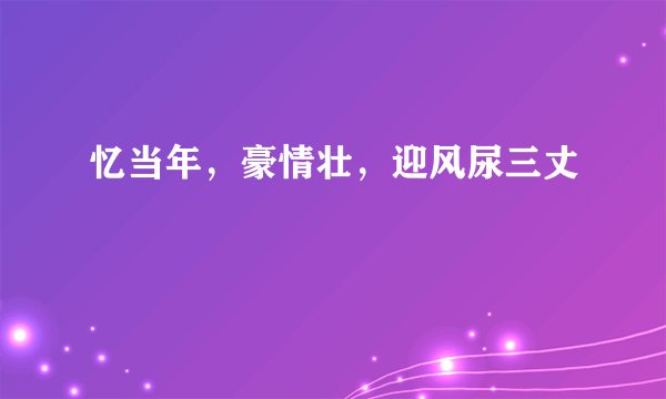 忆当年，豪情壮，迎风尿三丈
