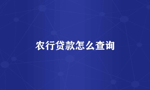 农行贷款怎么查询