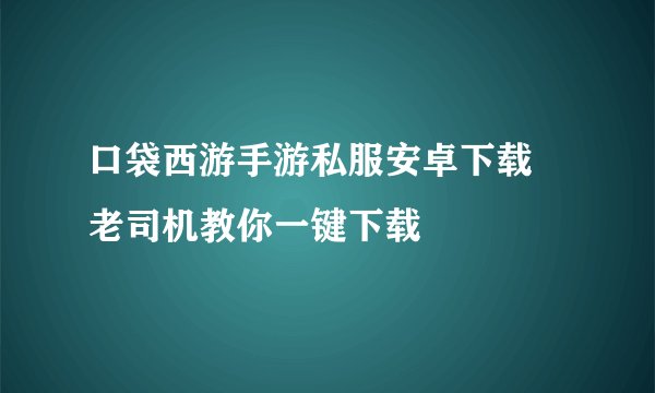 口袋西游手游私服安卓下载 老司机教你一键下载