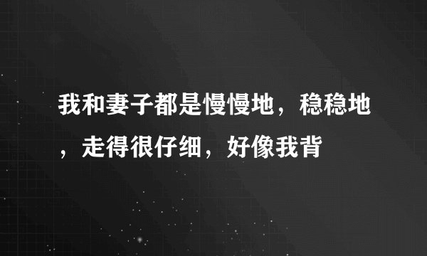 我和妻子都是慢慢地,稳稳地,走得很仔细,好像我背