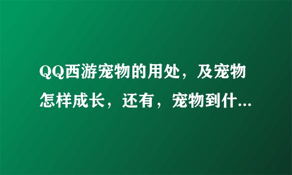 QQ西游宠物的用处,及宠物怎样成长,还有,宠物到什么程度才能幻化?