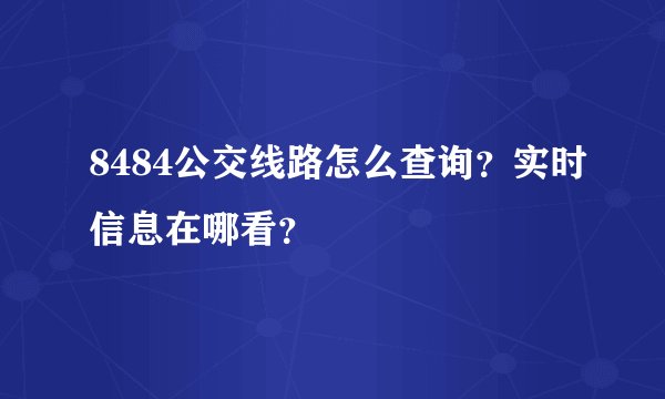 8484公交线路怎么查询？实时信息在哪看？