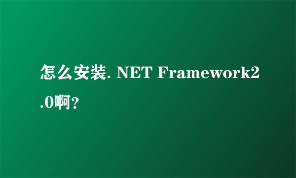 怎么安装. NET Framework2.0啊？