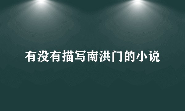 有没有描写南洪门的小说