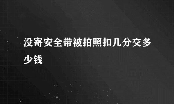 没寄安全带被拍照扣几分交多少钱
