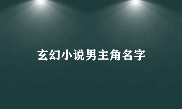 玄幻小说男主角名字
