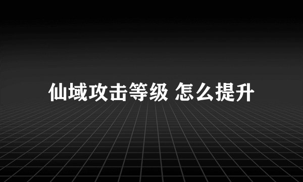 仙域攻击等级 怎么提升