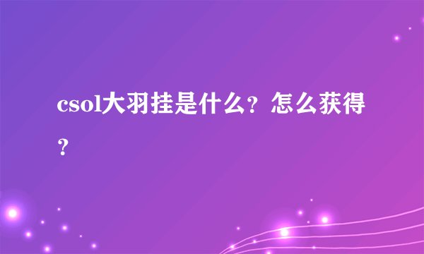 csol大羽挂是什么？怎么获得？