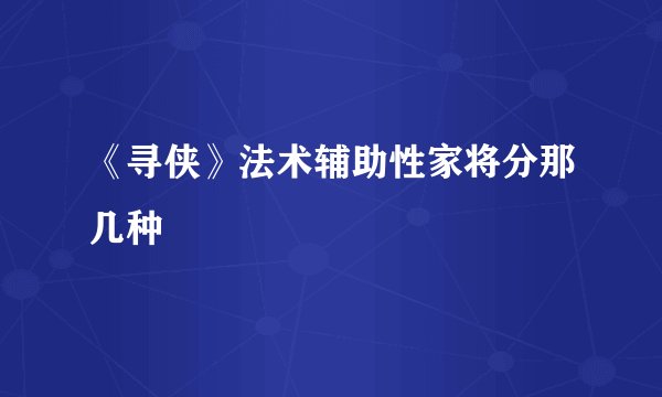《寻侠》法术辅助性家将分那几种
