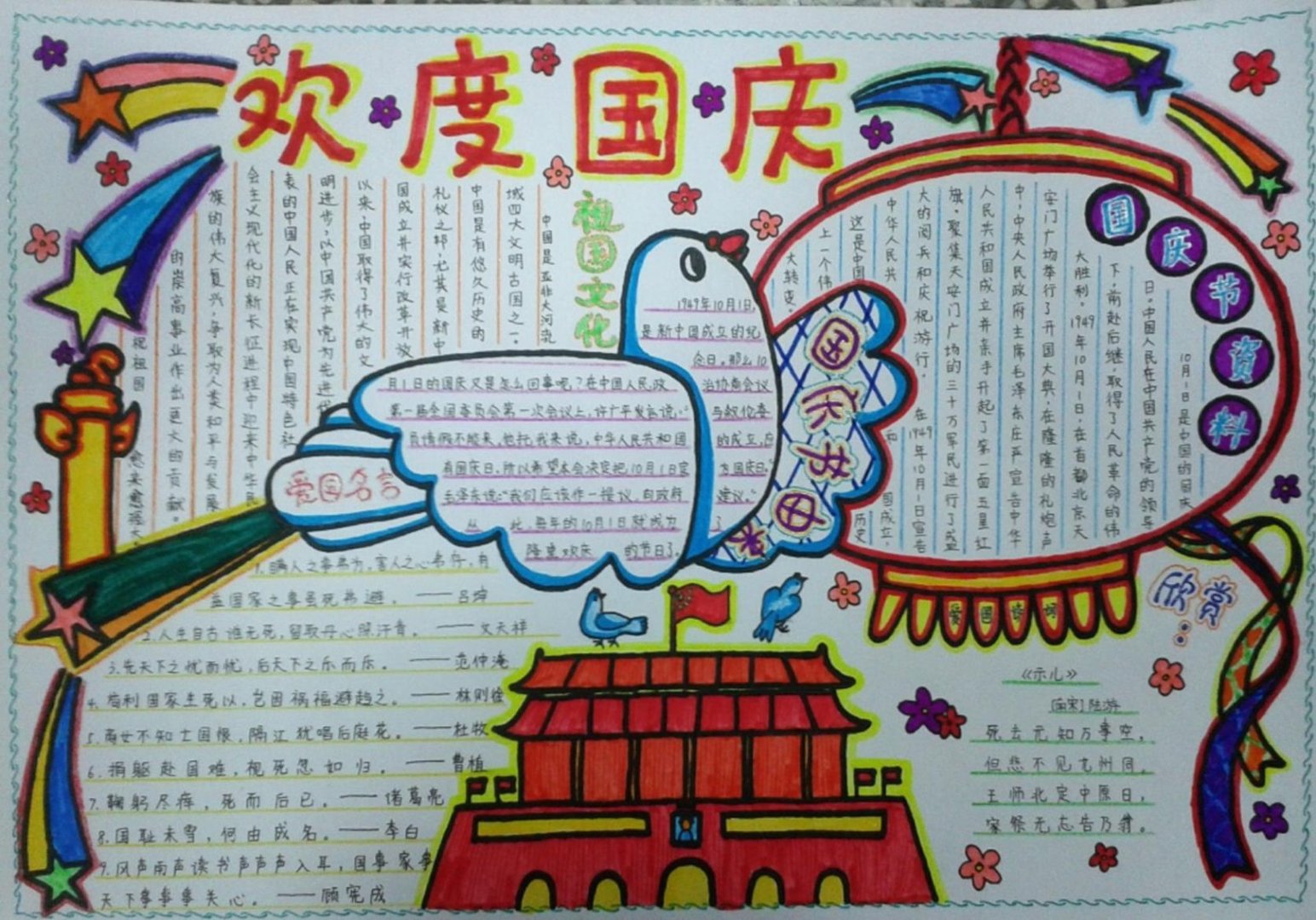国庆节手抄报高难度精致