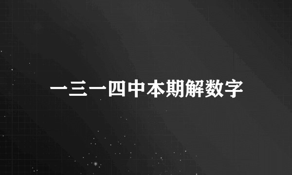 一三一四中本期解数字