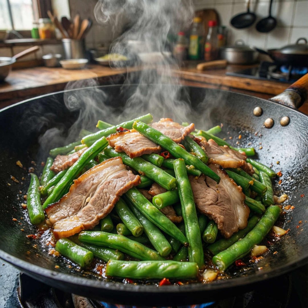 九月青豆角炒肉的做法