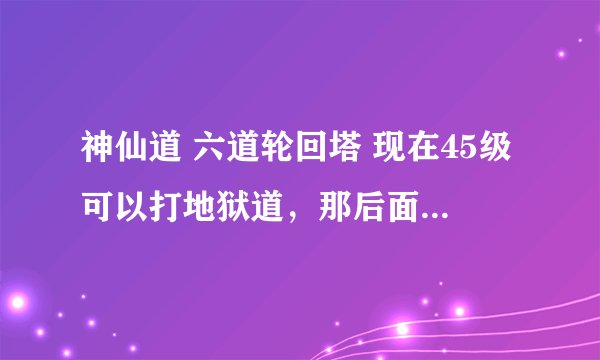 神仙道 六道轮回塔 现在45级可以打地狱道，那后面的道分别要多少级才能打？有大神告知吗