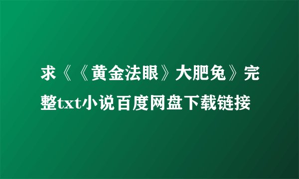 求《《黄金法眼》大肥兔》完整txt小说百度网盘下载链接
