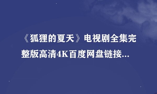 《狐狸的夏天》电视剧全集完整版高清4K百度网盘链接分享提取码