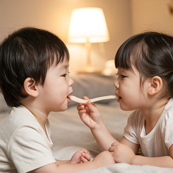 小孩半夜喂姐姐吃巴罗卜