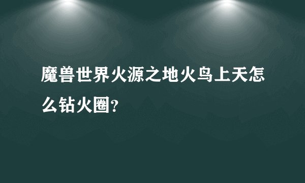 魔兽世界火源之地火鸟上天怎么钻火圈？