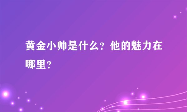 黄金小帅是什么?他的魅力在哪里?