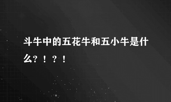 斗牛中的五花牛和五小牛是什么？！？！