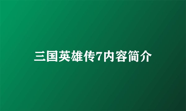 三国英雄传7内容简介
