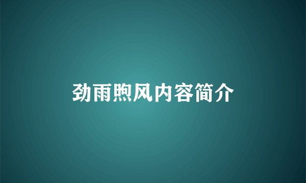 劲雨煦风内容简介