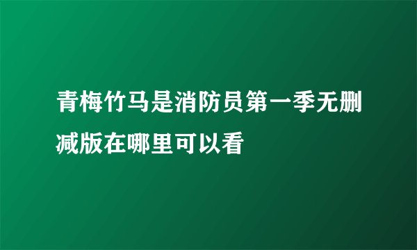 青梅竹马是消防员第一季无删减版在哪里可以看