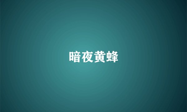 暗夜黄蜂