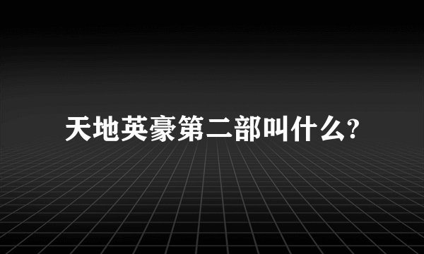 天地英豪第二部叫什么?