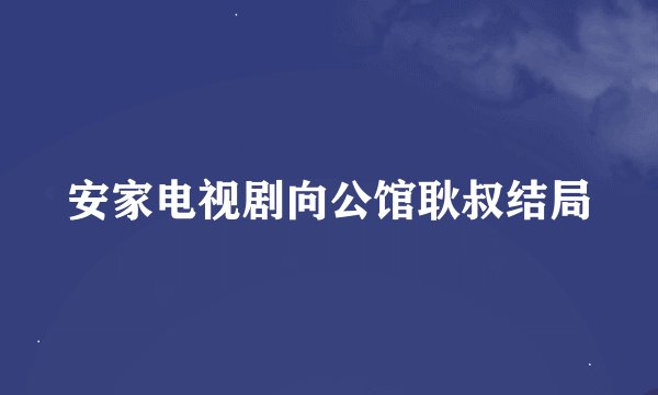 安家电视剧向公馆耿叔结局