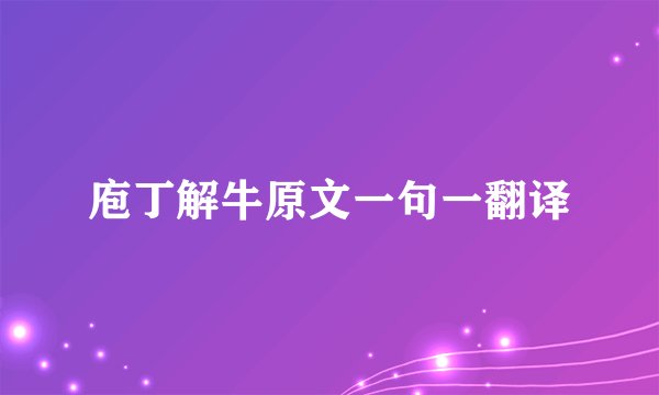 庖丁解牛原文一句一翻译