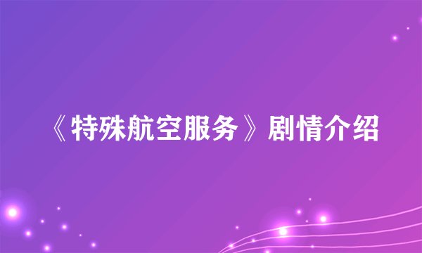 《特殊航空服务》剧情介绍