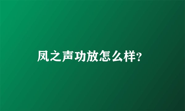 凤之声功放怎么样？