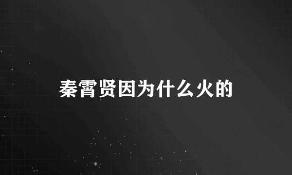 秦霄贤因为什么火的
