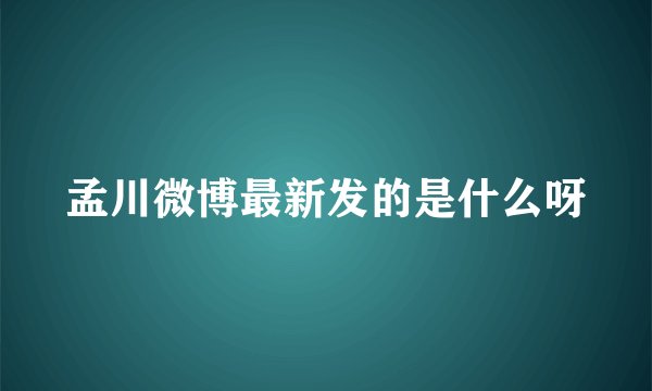 孟川微博最新发的是什么呀