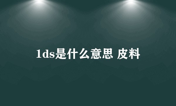 1ds是什么意思 皮料