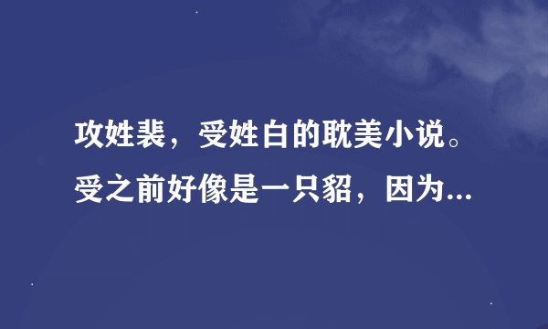 攻姓裴，受姓白的耽美小说。受之前好像是一只貂，因为和一只怪物打斗而穿到了现代。