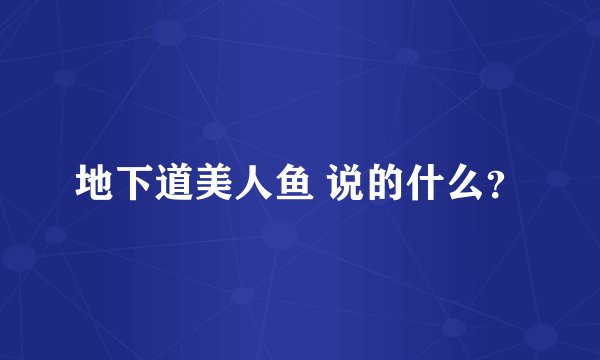 地下道美人鱼 说的什么？