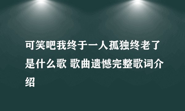 可笑吧我终于一人孤独终老了是什么歌 歌曲遗憾完整歌词介绍