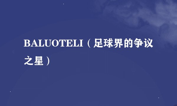 BALUOTELI(足球界的争议之星)