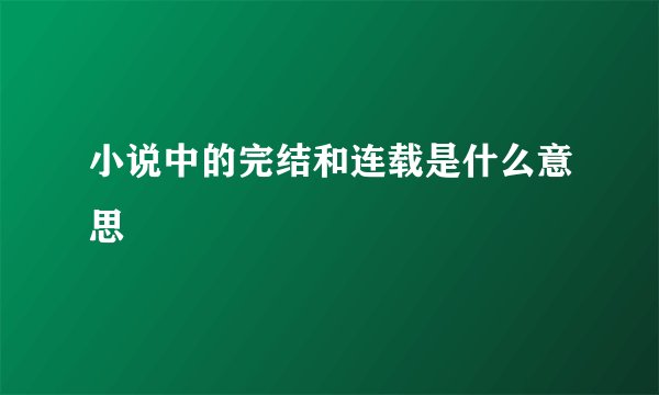 小说中的完结和连载是什么意思