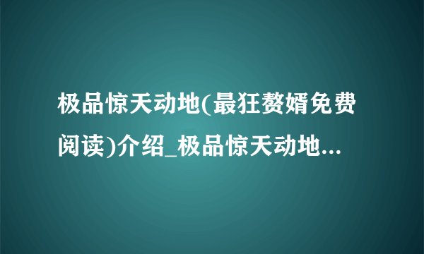 极品惊天动地(最狂赘婿免费阅读)介绍_极品惊天动地(最狂赘婿免费阅读)是什么