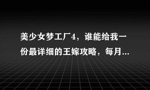 美少女梦工厂4，谁能给我一份最详细的王嫁攻略，每月安排都要！
