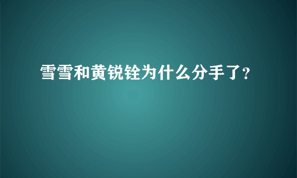 雪雪和黄锐铨为什么分手了？