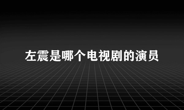 左震是哪个电视剧的演员