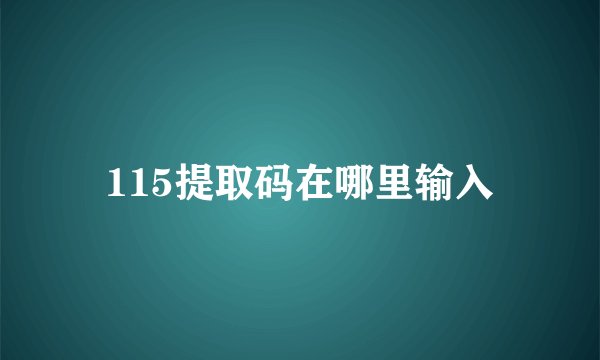 115提取码在哪里输入