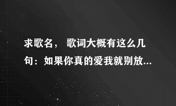 求歌名， 歌词大概有这么几句：如果你真的爱我就别放开我，让我在你.....。 知道的说下谢谢