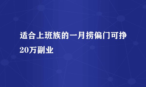 适合上班族的一月捞偏门可挣20万副业