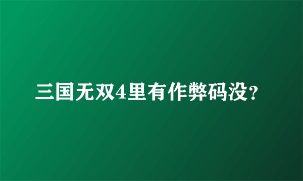 三国无双4里有作弊码没？